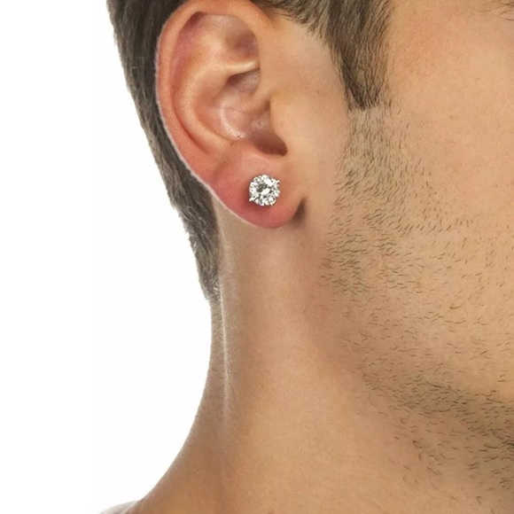 💖 Hypoallergenic Stainless Steel Cubic Zirconia Earrings 8mm NEW - Picture 6 of 12